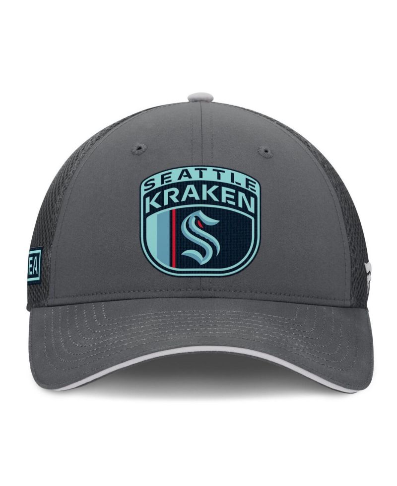 Men's Gray Seattle Kraken Authentic Pro Home Ice Trucker Adjustable Hat