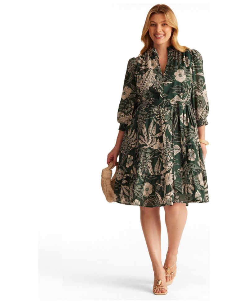 Women's Sea Lily Collared Zip-Front Mini Shirt Dress