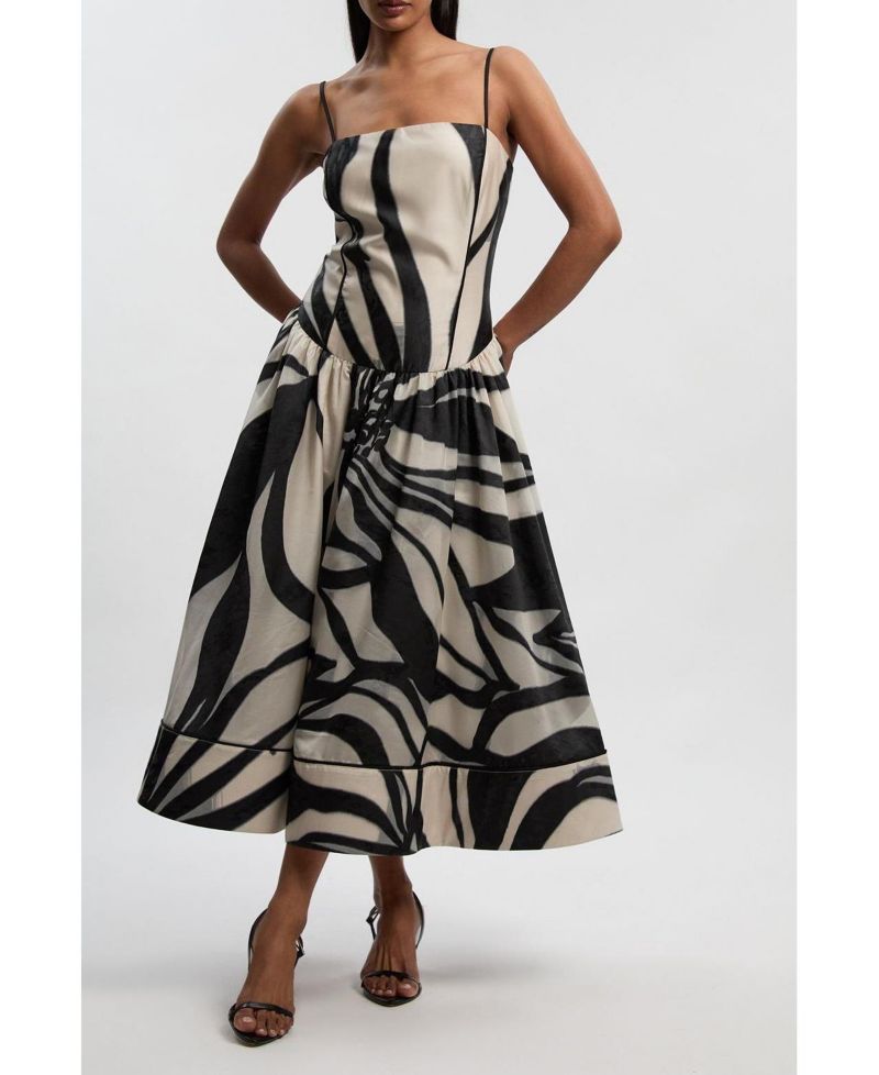 Women's Floral Jacquard Maxi Prom Dress