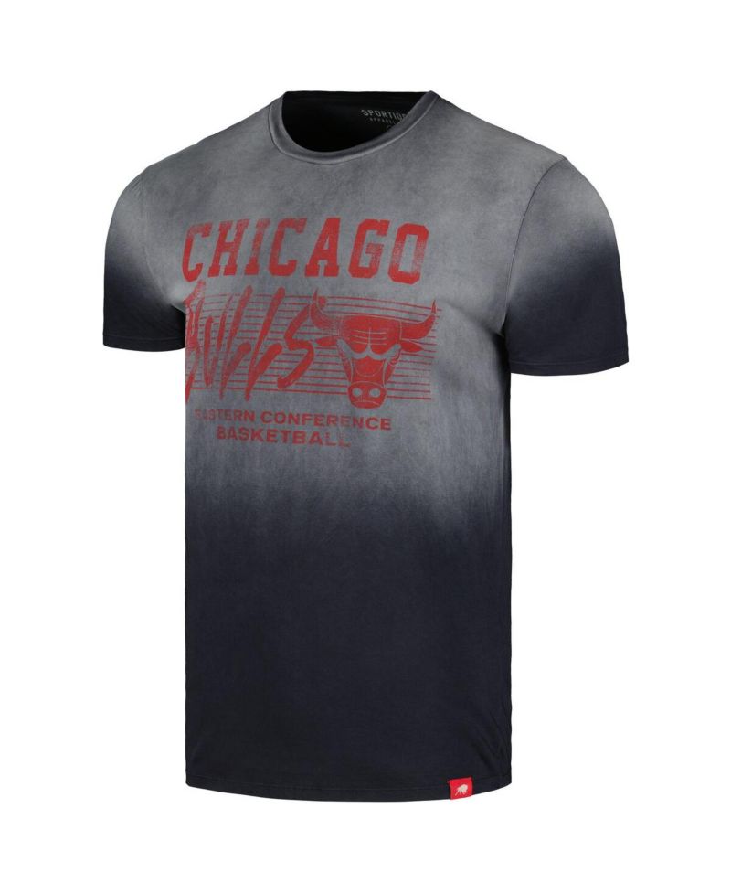 Men's and Women's Black Chicago Bulls Bingham Sun-Fade T-Shirt