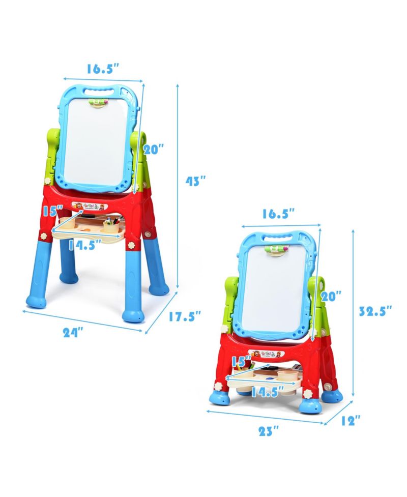 Height Adjustable Double-Sided Magnetic Kids Art Easel