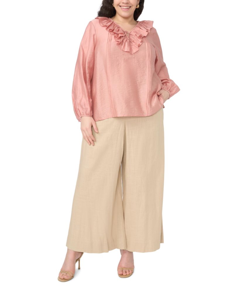 Plus Size Ruffle V-Neck Top