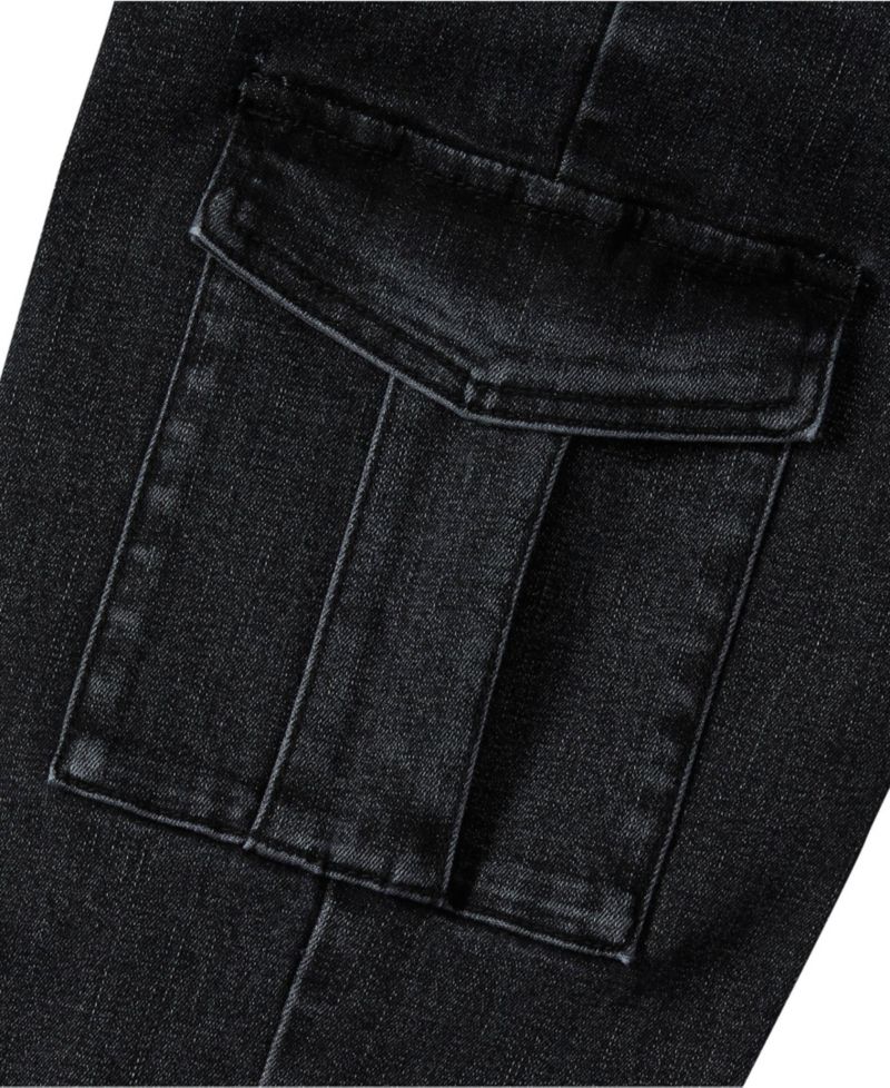 Girls Denim Cargo Wide Leg Jeans