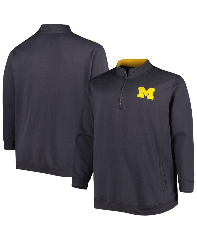 Men's Charcoal Michigan Wolverines Big and Tall Tortugas Logo Quarter-Zip Sweatshirt