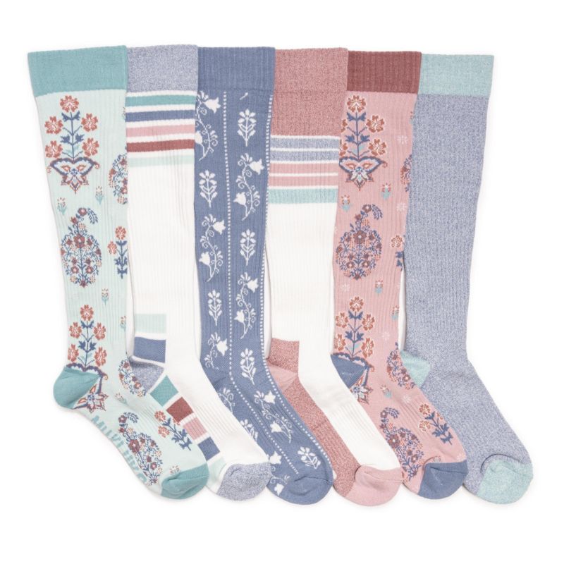 Women's 6 Pack Tall Cotton Compression Knee-High Socks