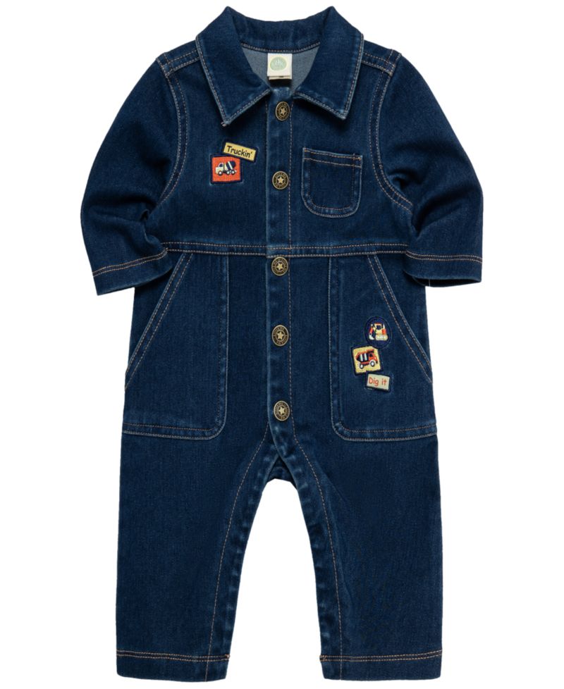 Baby Boys' Construction Denim Long-Sleeeve Coverall