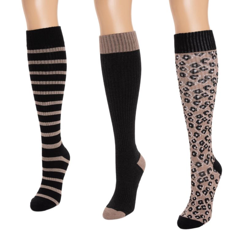 Women's 3 Pack Tall Cotton Wide Compression Knee-High Socks