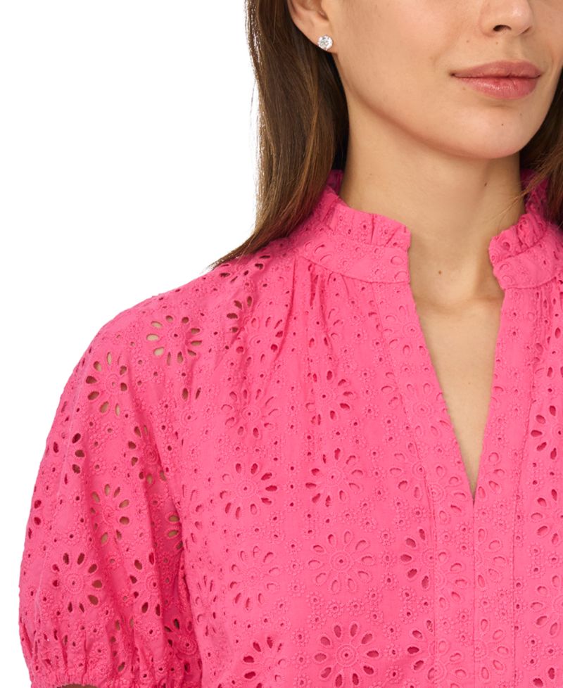 Women's Short-Sleeve Split Neck Blouse