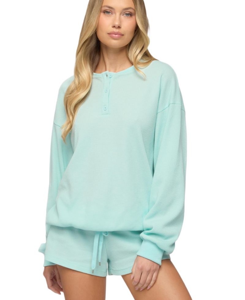 Women's Baila Waffle Henley Top
