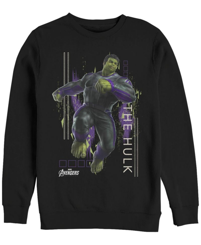 Marvel Men's Avengers Endgame Hulk Action Pose, Crewneck Fleece