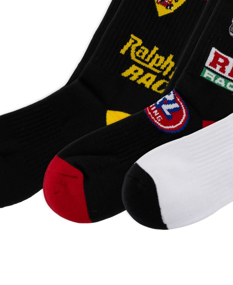 Men's Moto Bear Arch Support Ribbed Crew Socks, 3-Pack Gift Box
