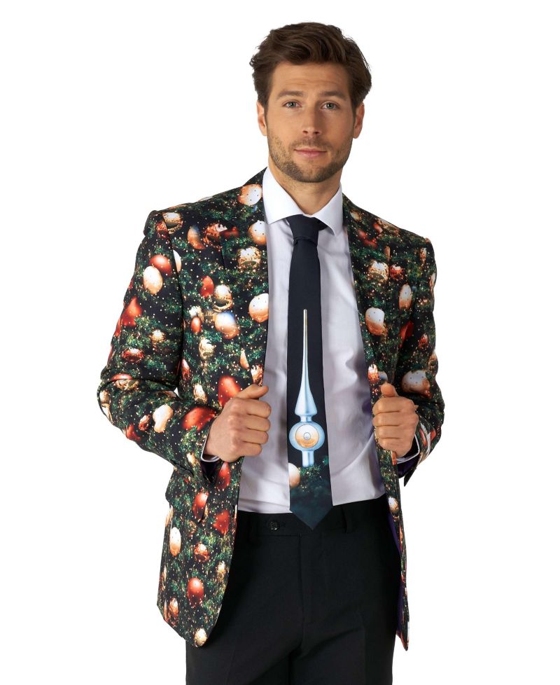 Men's Christmas Suit X- Mas Pine Tree Outfit Slim Fit Blazer