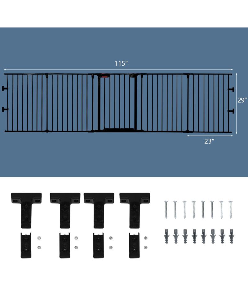 115 Inch Length 5 Panel Adjustable Wide Fireplace Fence