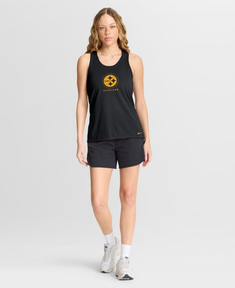 Women's Black Pittsburgh Steelers Hurry Up Tri-Blend Dri-FIT Tank Top