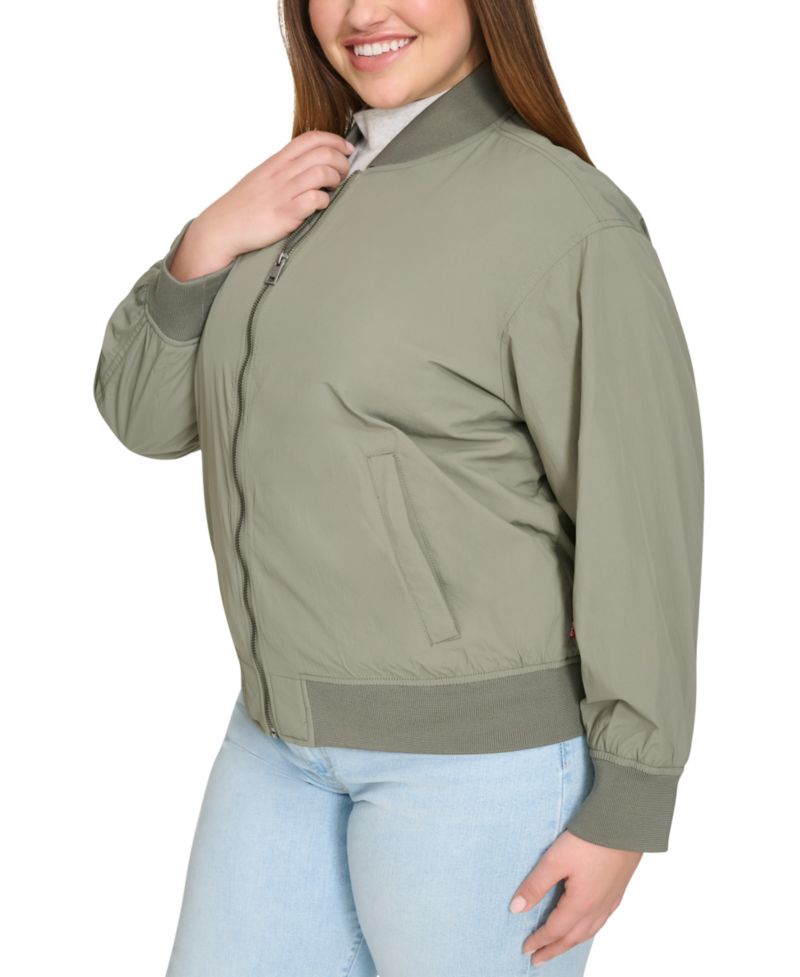 Trendy Plus Size Lightweight Zip-Front Bomber Jacket