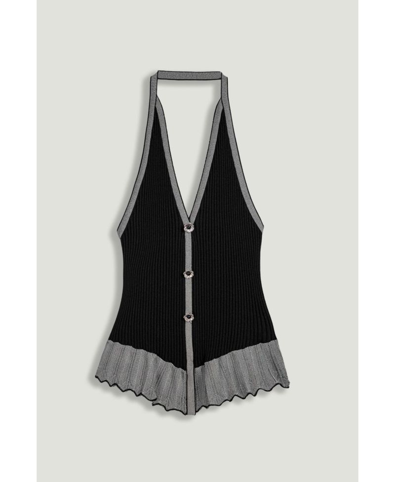 Women's Halter Ribbed Knit Top