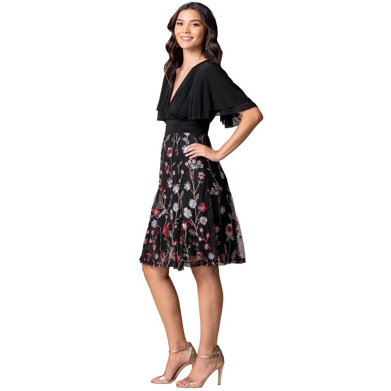 Women's Lillian Embroidered Mesh Midi Cocktail Dress