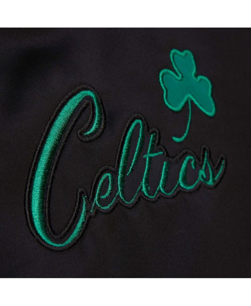 Men's Black Boston Celtics Hardwood Classics Blackout Collection Satin Full-Zip Jacket