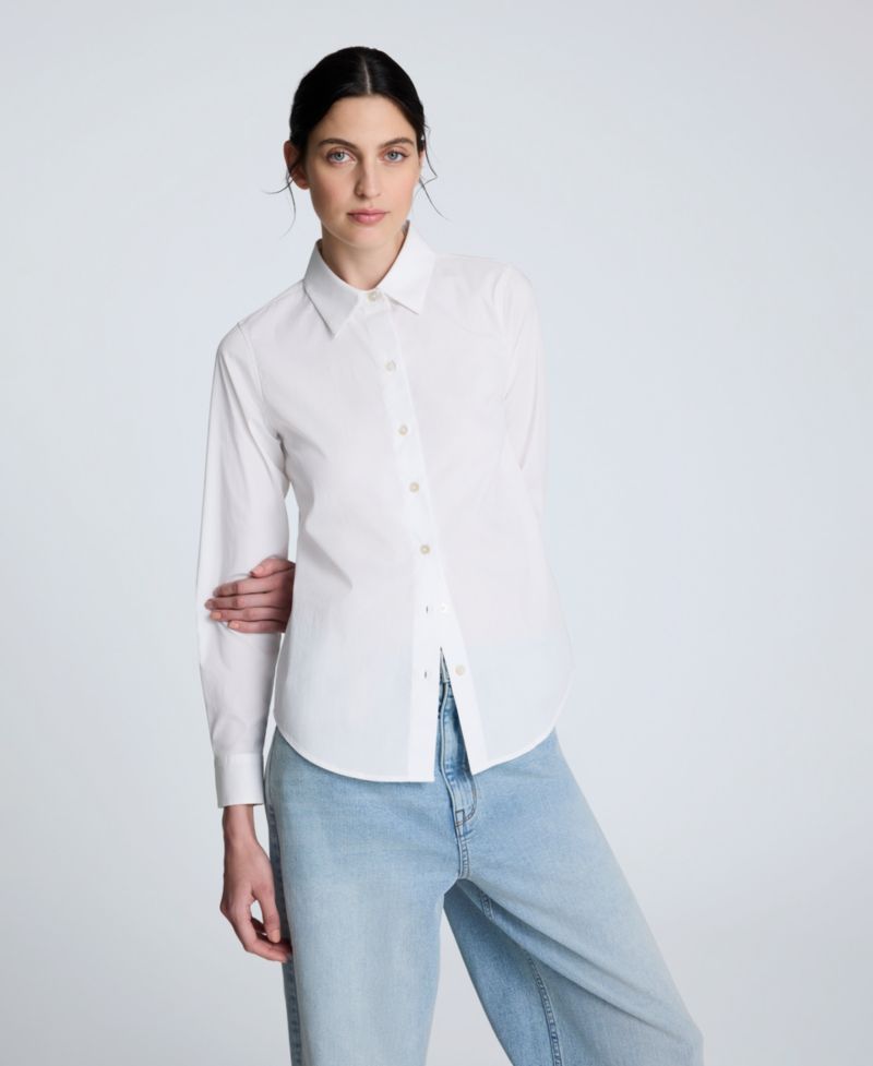 Women's Solid Poplin Button Front Shirt