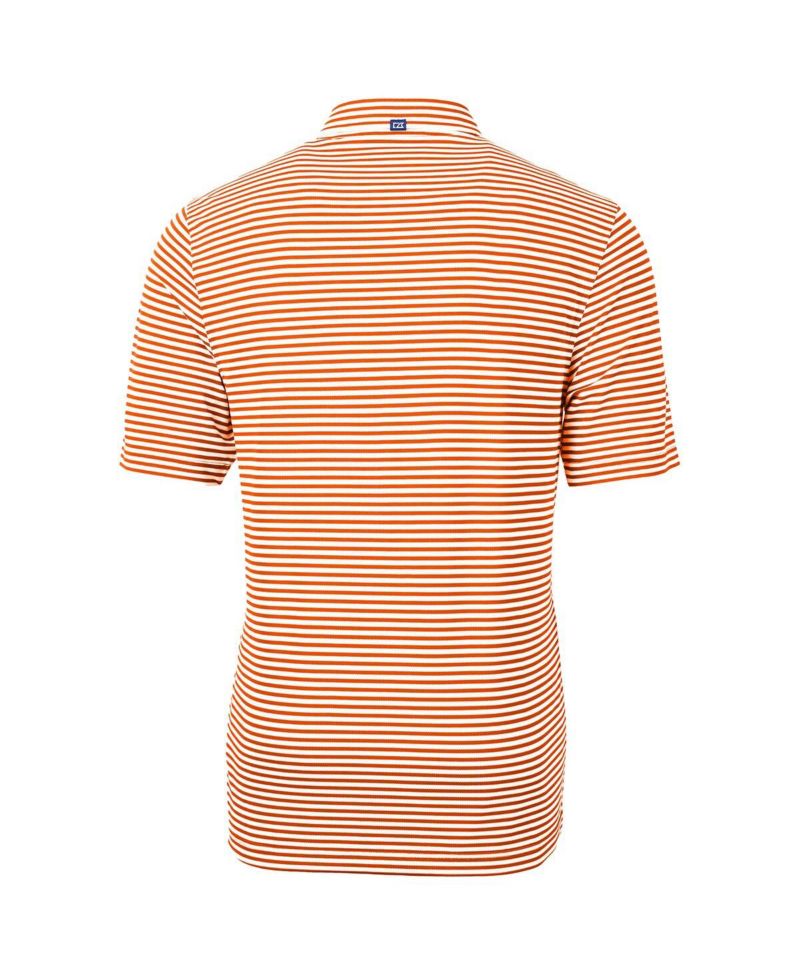 Men's Orange Clemson Tigers Throwback Logo Virtue Eco Pique Stripe Polo Shirt