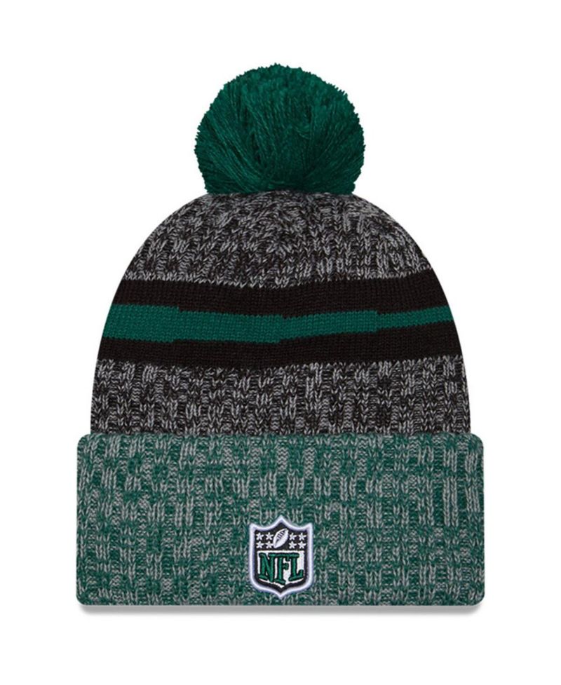 Men's Black, Green New York Jets 2023 Sideline Sport Cuffed Pom Knit Hat