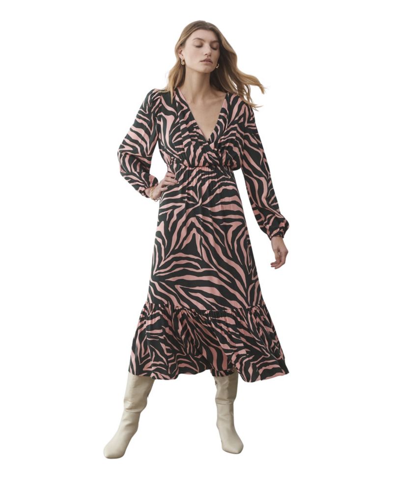 Women's Suzie Animal-Print Long-Sleeve Wrap Midi Dress
