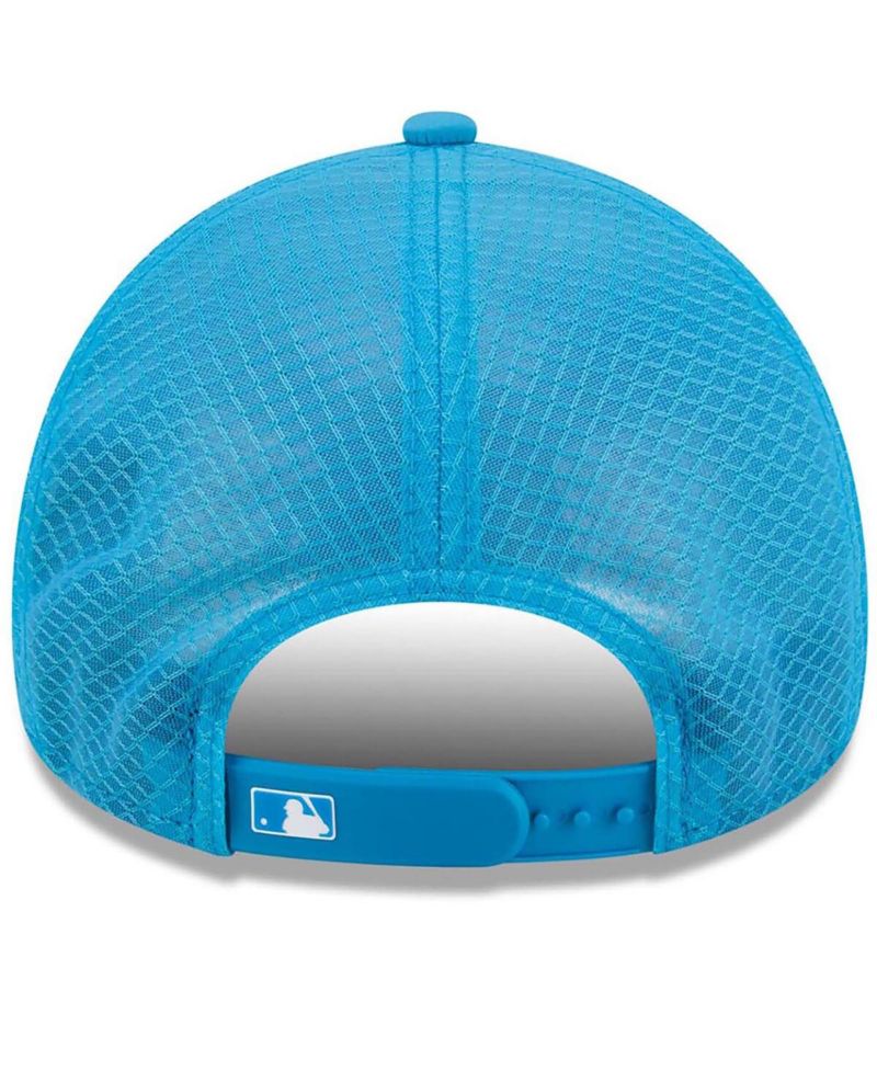 Men's Blue Miami Marlins 2026 Batting Practice Apex 9FORTY Adjustable Trucker Hat