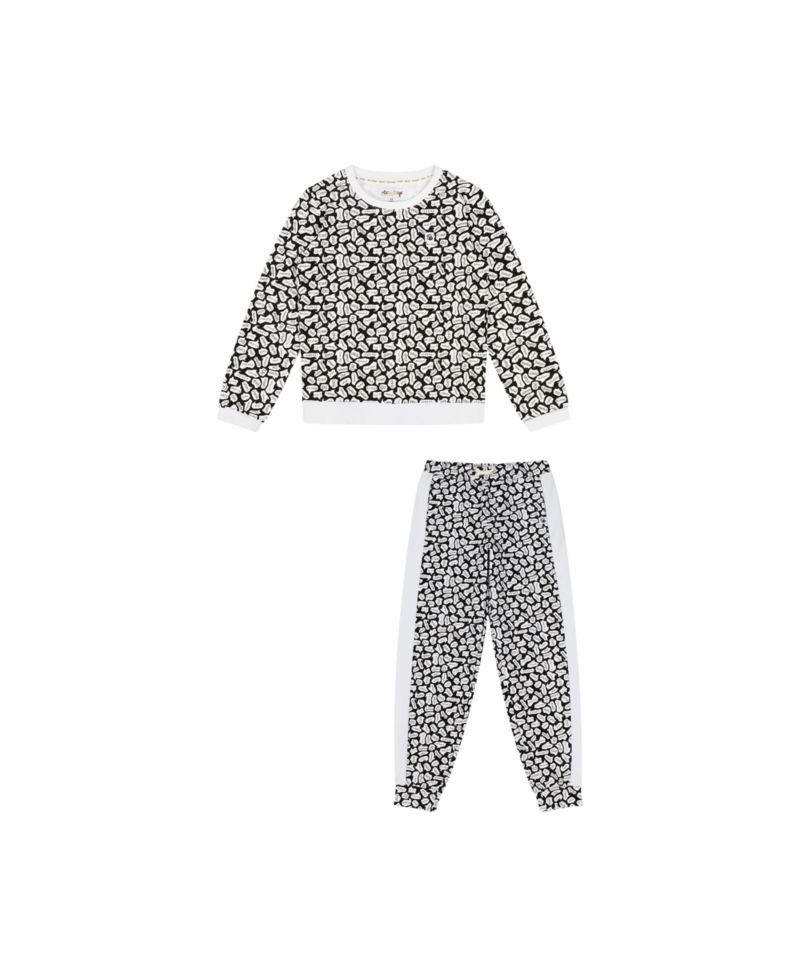 Kids Crewneck Sweatshirt and Jogger Pants Set - Black/White-Hello