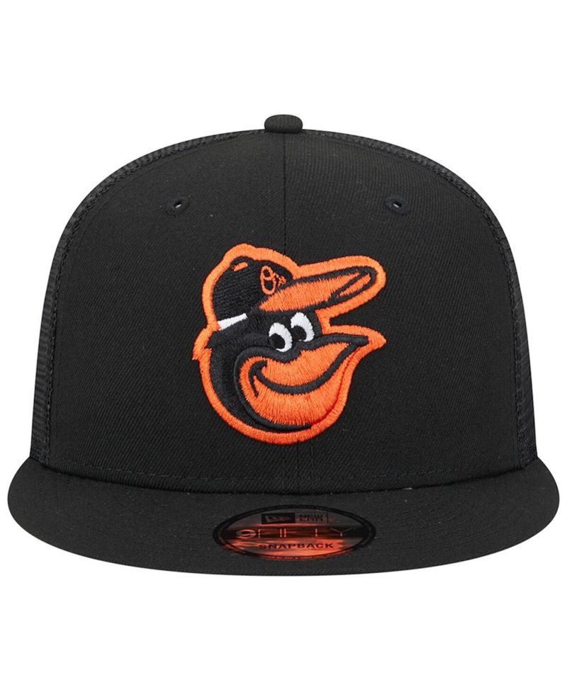 Men's Black Baltimore Orioles Team Color Trucker 9FIFTY Snapback Hat
