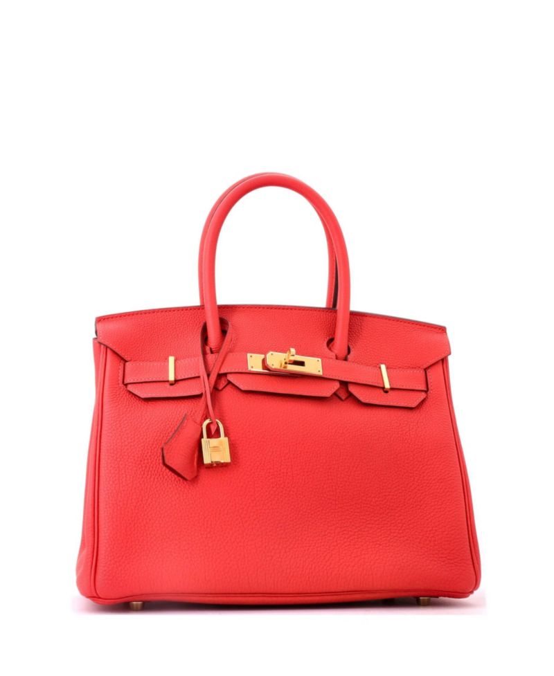 Pre-Owned Hermes Birkin 30 Handbag Red Togo with Gold Hardware