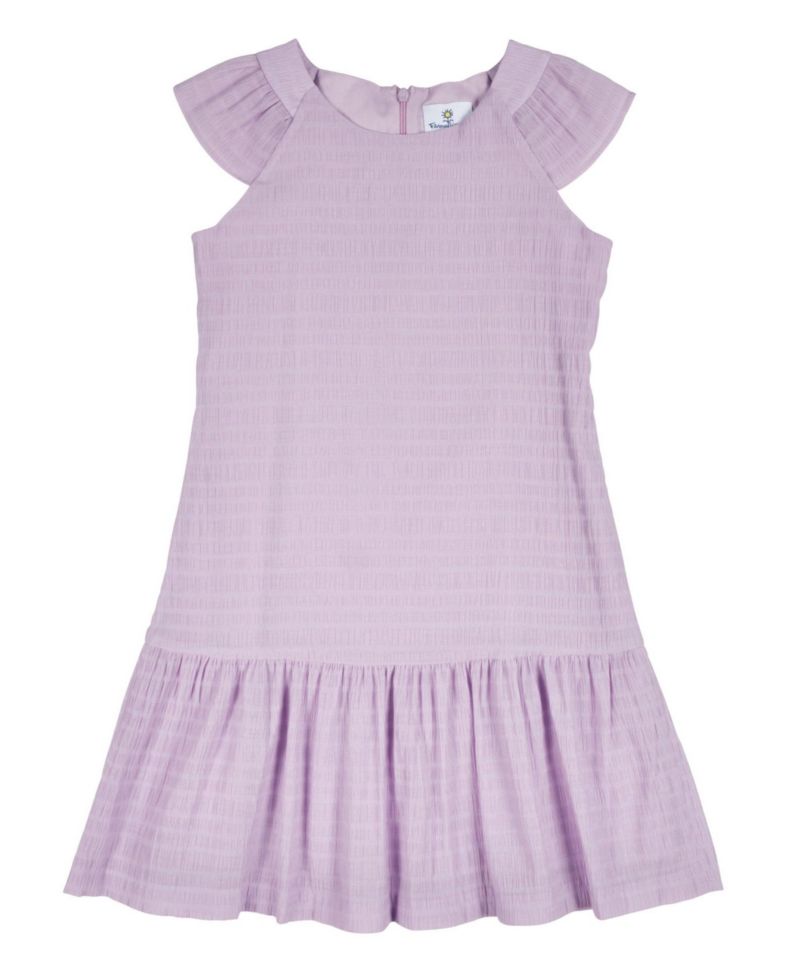 Big Girls Crinkle Lawn Dress With Shirred Hem Ruffle