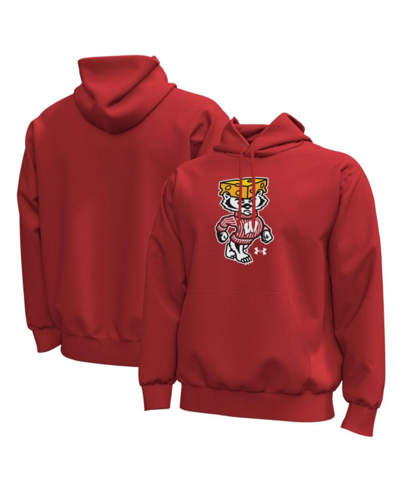 Men's Red Wisconsin Badgers Cheesehead Bucky Icon Fleece Hoodie