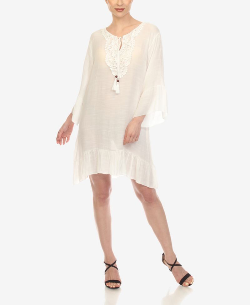 Women's Sheer Crochet Knee Length Cover Up Dress