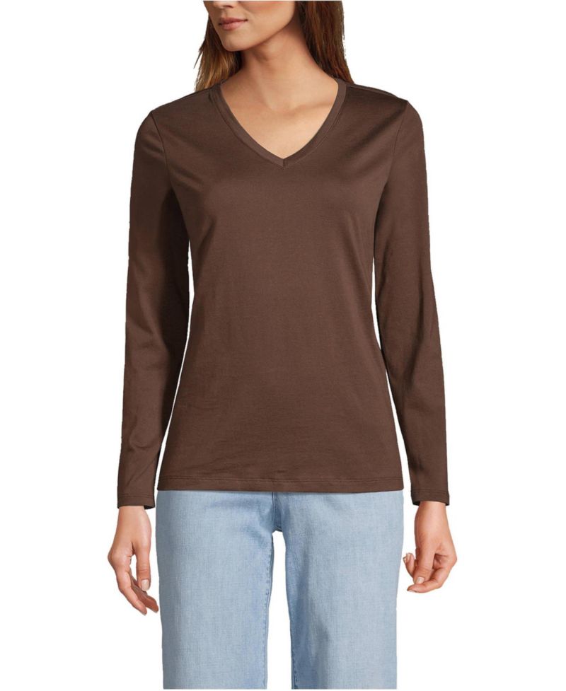 Women's Relaxed Supima Cotton Long Sleeve V-Neck T-Shirt
