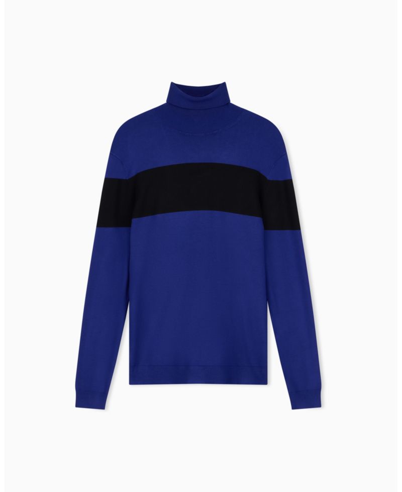 Men's Viscose Colorblock Turtleneck Sweater