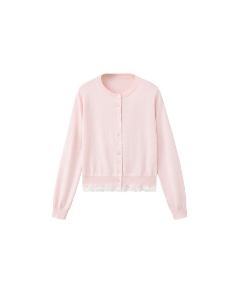 Women's Lightweight Lace Detail Knit Cardigan
