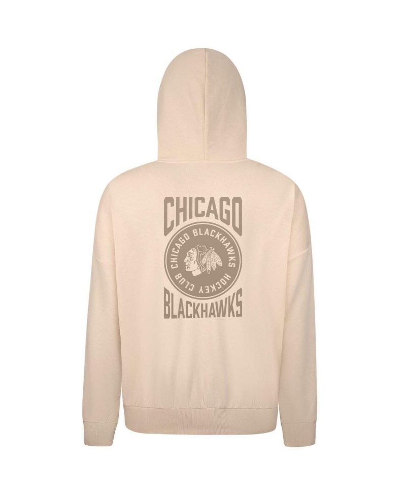 Men's Cream Chicago Blackhawks Contact Stamp Pullover Hoodie