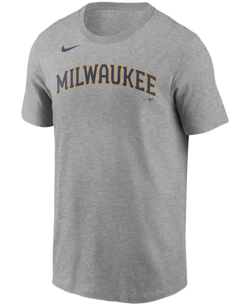 Men's Christian Yelich Gray Milwaukee Brewers Name & Number T-shirt