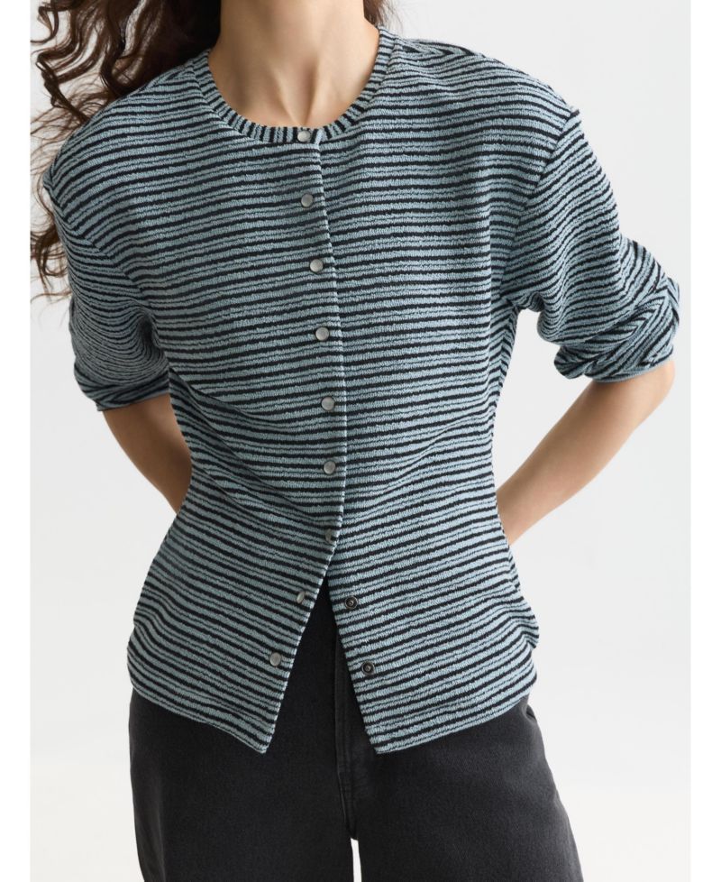 Women's Scotch and Soda Sweatshirts Stripe Button Down Sweatshirt