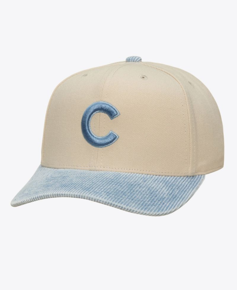 Men's Cream/Light Blue Chicago Cubs Washed Corduroy Pro Crown Snapback Hat