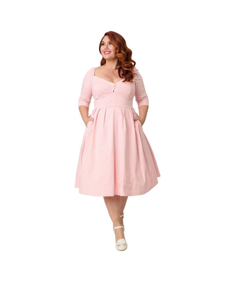 Plus Size Woven Sweetheart Neckline Lamar Swing Dress