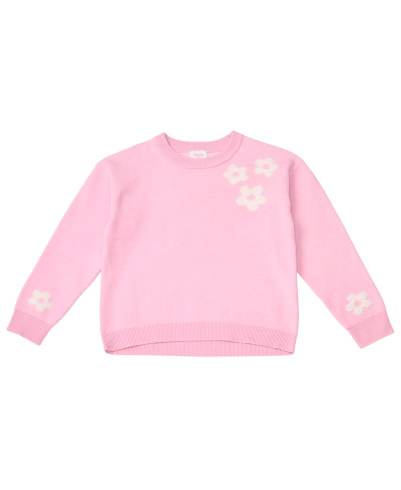 Girls' 7-16 Long-Sleeve Daisy Sweater