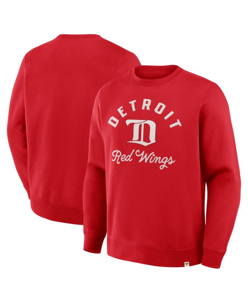 Men's Red Detroit Red Wings Vintage Stickler Sweatshirt