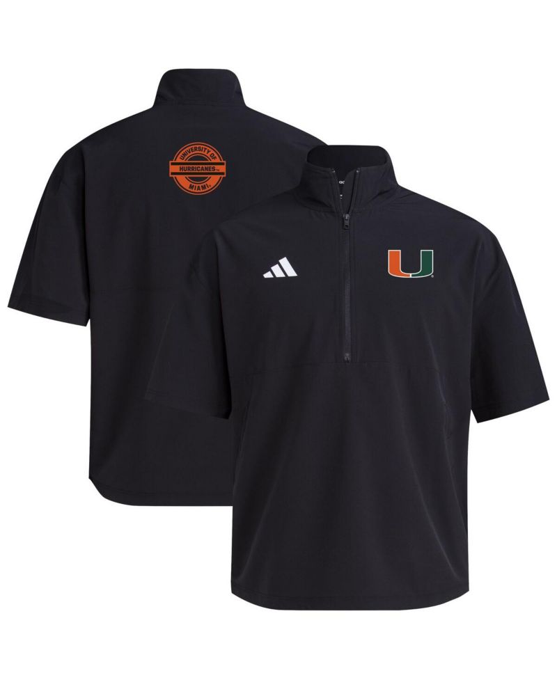 Men's Black Miami Hurricanes 2024 Half-Zip Short Sleeve Training Jacket