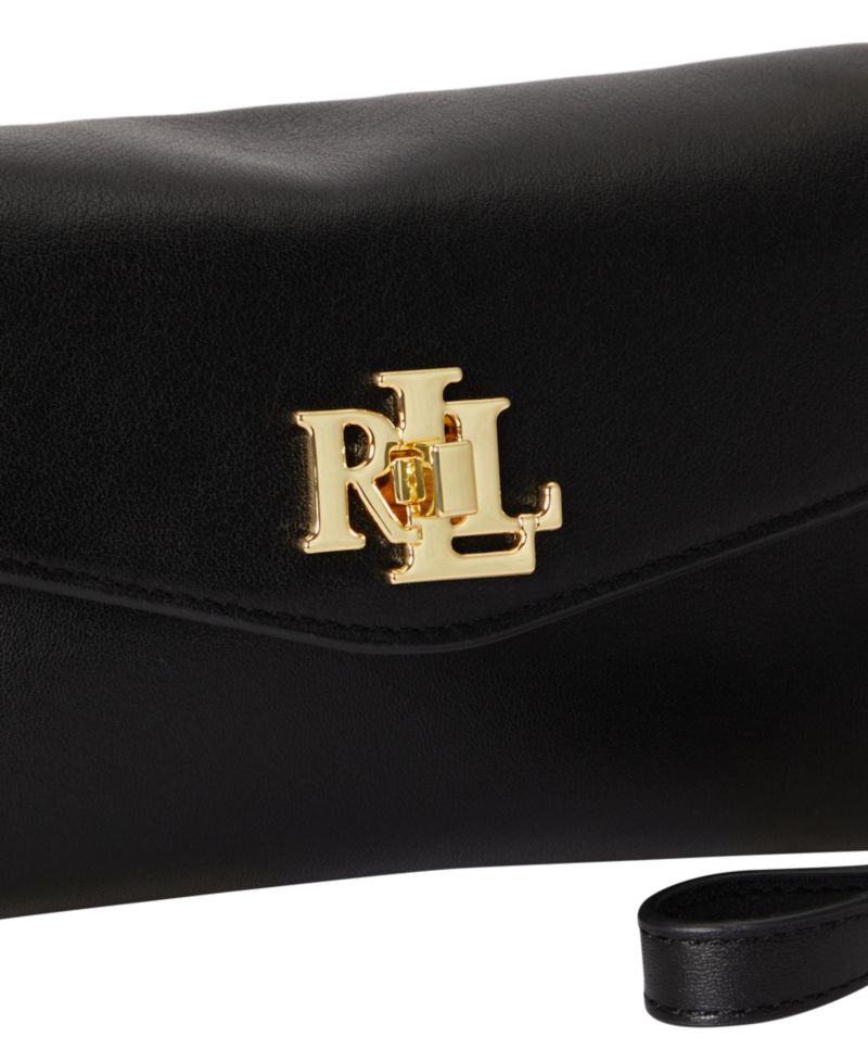 Turnlock Leather Wristlet Crossbody