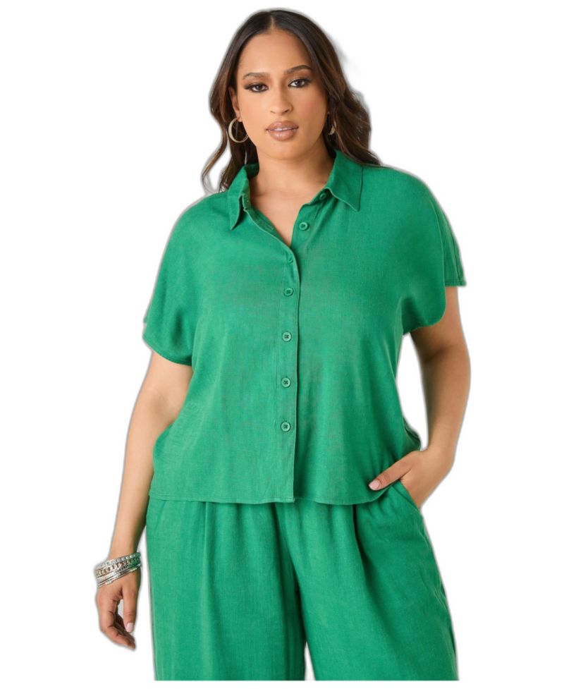 Women's Plus Size Linen Blend Shirt