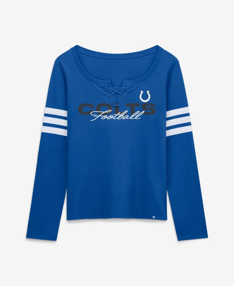 Women's Indianapolis Colts Team First Coverage Scheme Lace-Up Cotton Long-Sleeve T-Shirt
