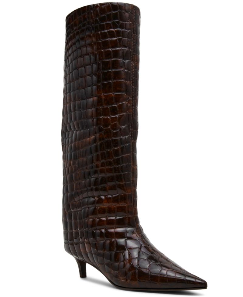 Women's Lychee Wide-Calf Kitten-Heel Stovepipe Knee-High Dress Boots