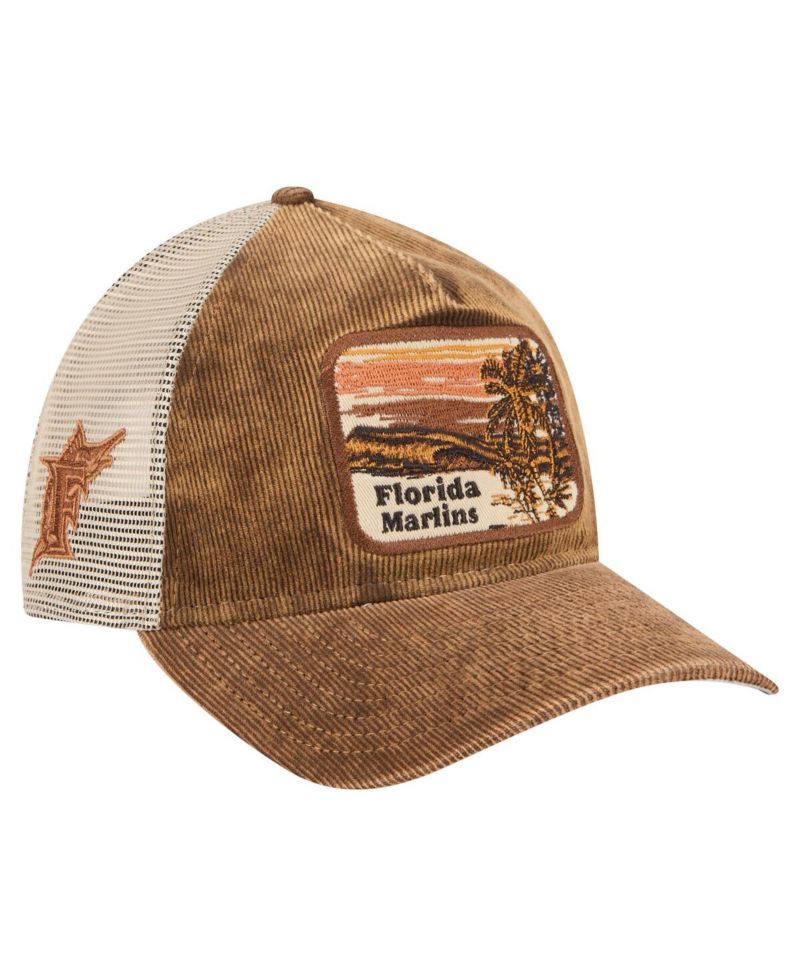 Men's Dark Brown Florida Marlins Vintage Landscape 9TWENTY A-Frame Adjustable Trucker Hat