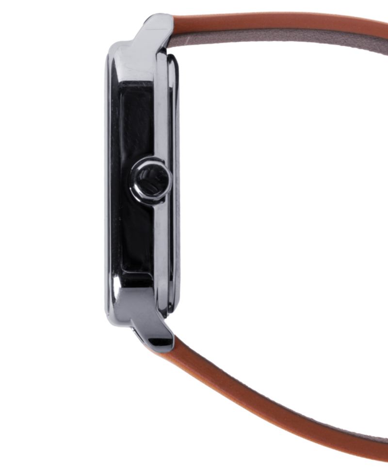 Men's Japanese Quartz Brown Leather Watch 34mm